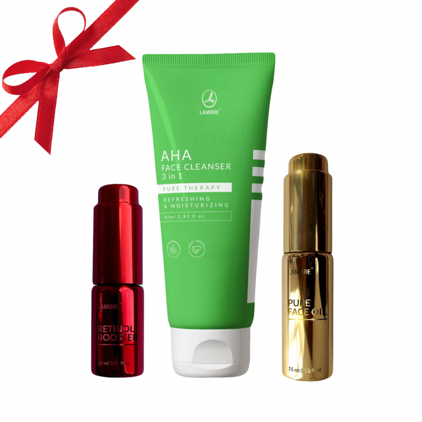 Набор «Сияющая кожа»: BOOSTER RETINOL+ AHA FACE Cleanser + PURE FACE OIL (для сухой кожи с пигментацией/комедонами)