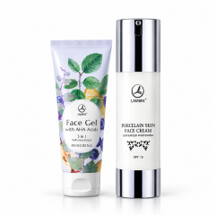 Набір Крем відбілюючий для обличчя PORCELAIN SKIN SPF 15 50 ml + Гель очищуючий для обличчя з АНА-кислотами 3 в 1 PURE THERAPY FACE CLEANSER 3 IN 1 80 ml  