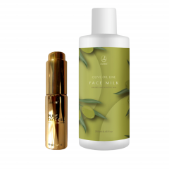 Набір Омолоджуюча олія для обличчя та шиї Pure Face Oil+Молочко для зняття макіяжу OLIVE OIL MILK 250 ml
