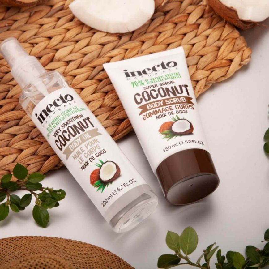 Розгладжуюча олія для тіла Inecto Naturals Coconut Body Oil + розгладжуючий скраб для тіла Inecto Naturals Coconut Body Scrub
